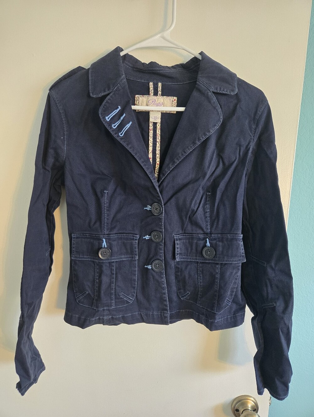 Plugg Vintage Blue Corduroy Utility Blazer
